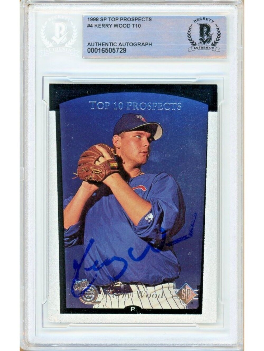 Kerry Wood Signed 1998 Upper Deck SP Top Prospects #4 Cubs BAS Slabbed Auto MLB